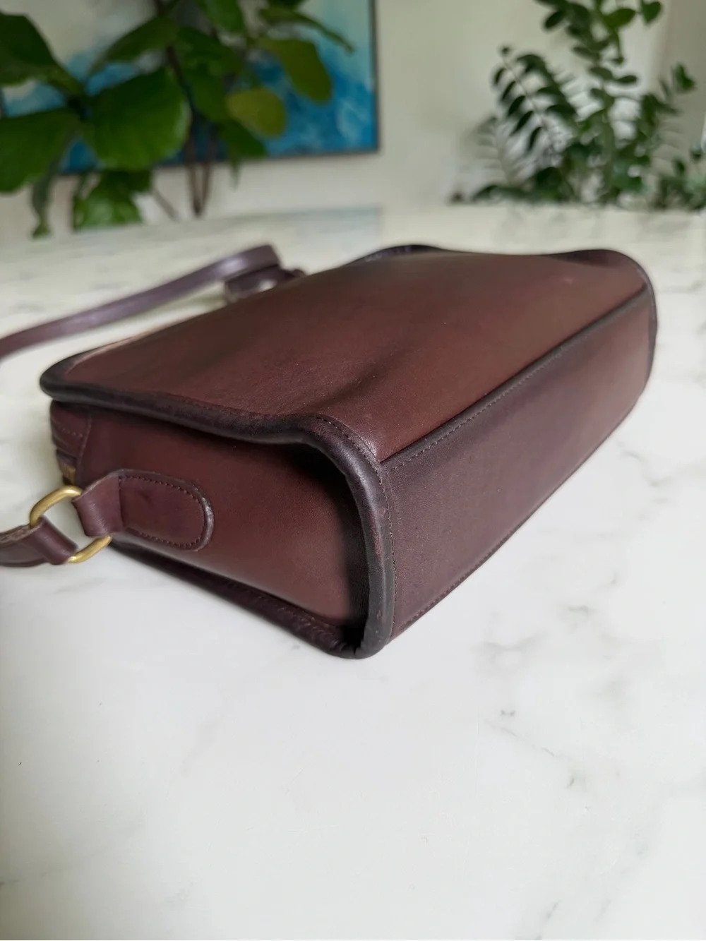 Coach Vintage Metropolis Zip Crossbody Bag 9087 Mahogany Leather 90's w/ Key Fob - Picture 15 of 16